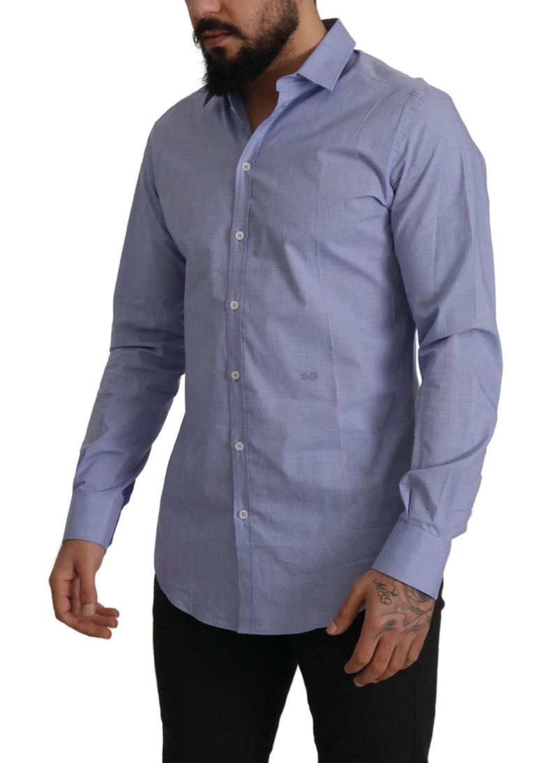 Light Blue Cotton Slim Fit Dress Men Shirt