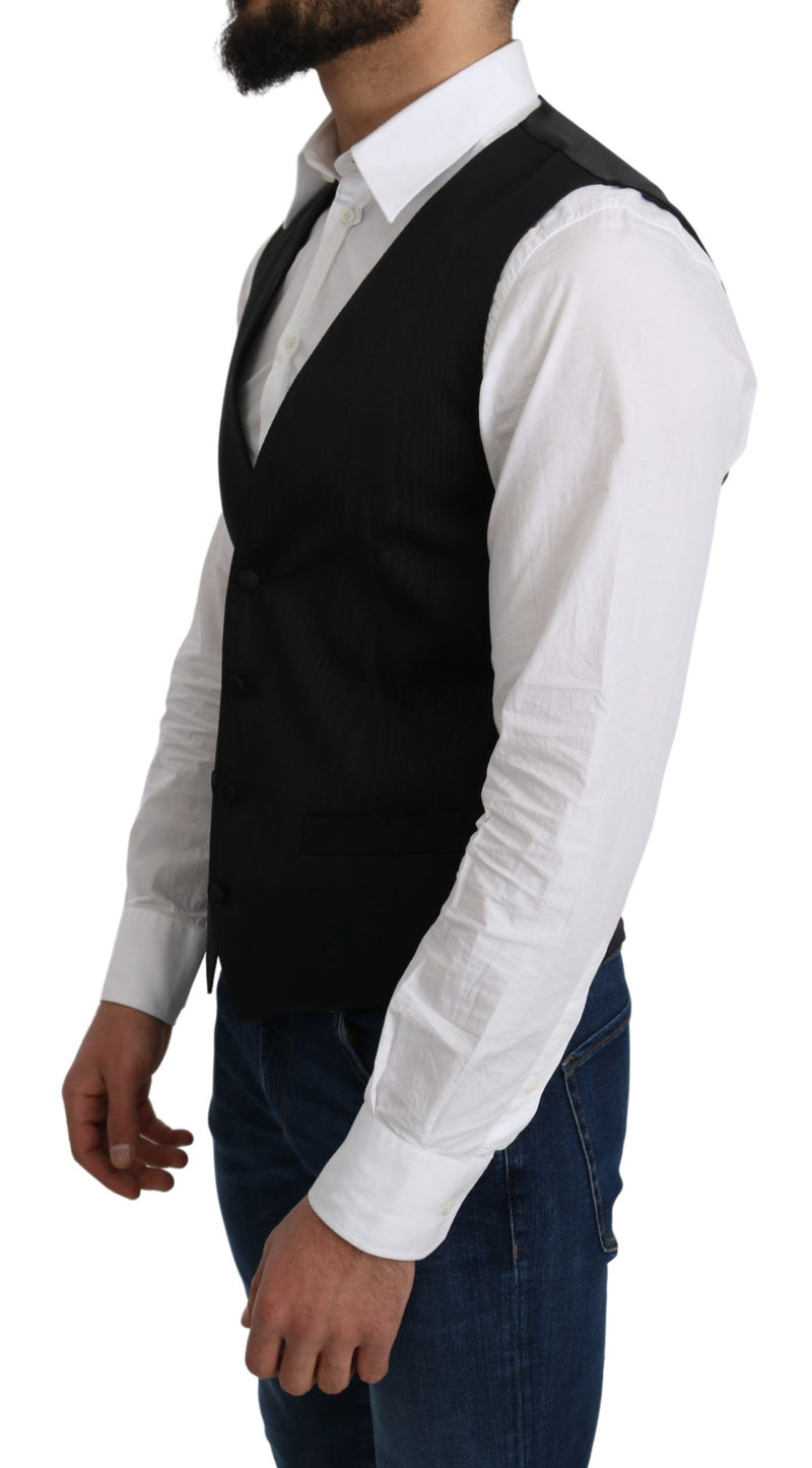 Gray 100% Silk Formal Coat Vest