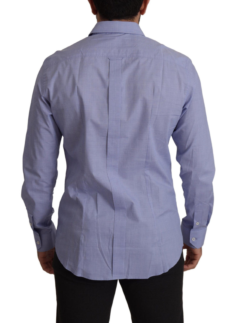 Light Blue Cotton Slim Fit Dress Men Shirt