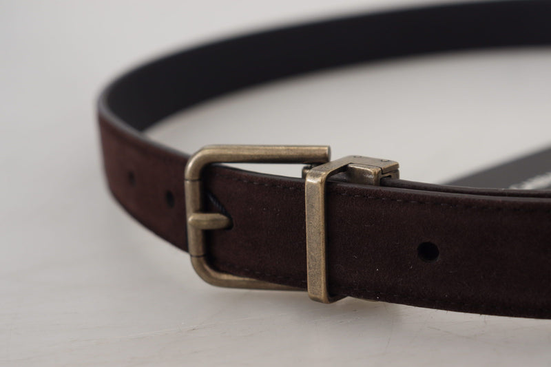 Dark Brown Leather Antique Metal Buckle Men Belt