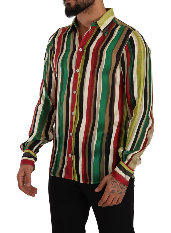 Multicolor Striped Long Sleeve Silk Shirt