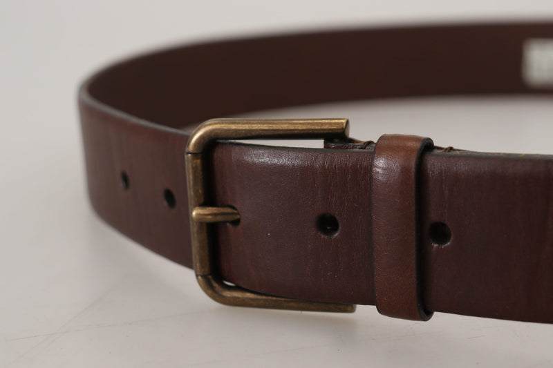 Brown Leather Gold Metal Buckle Carabiner Belt