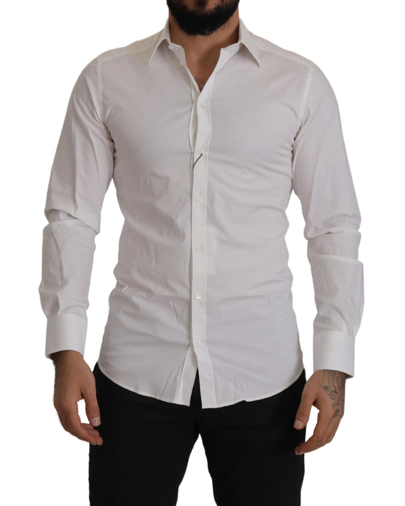 White Cotton Stretch Formal Dress Shirt