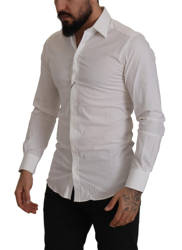 White Cotton Stretch Formal Dress Shirt