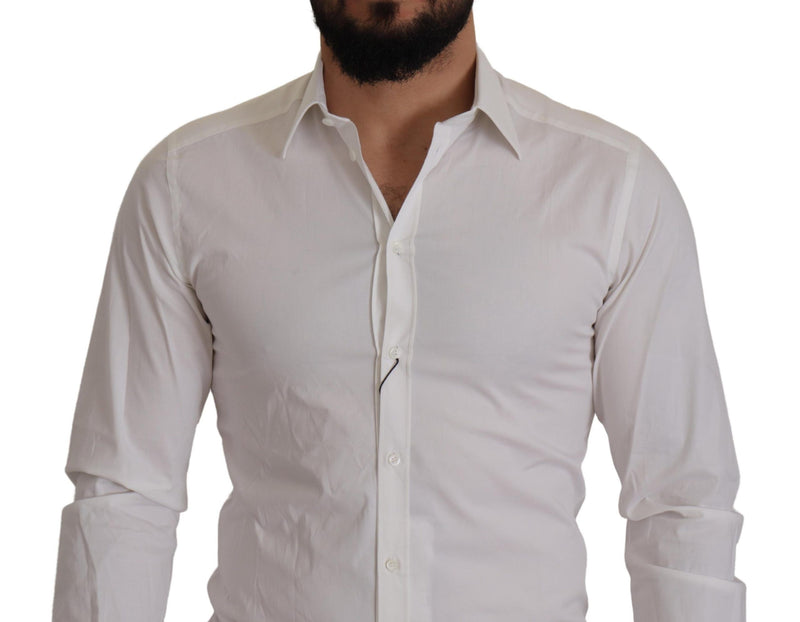 White Cotton Stretch Formal Dress Shirt