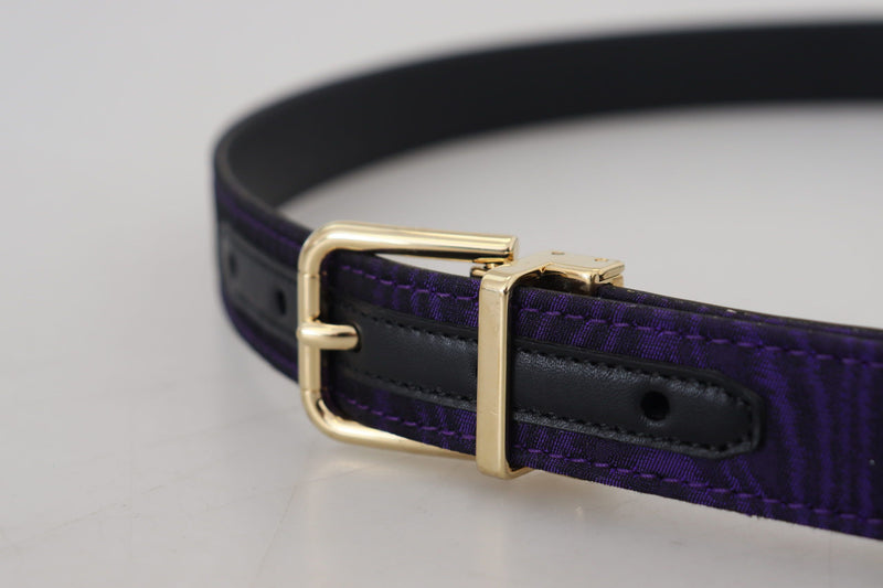 Purple Moire Gold Tone Metal Buckle Belt