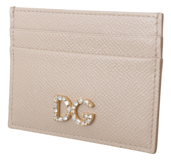 Beige Dauphine Leather Jewel DG Logo Wallet