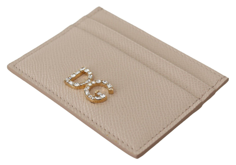 Beige Dauphine Leather Jewel DG Logo Wallet