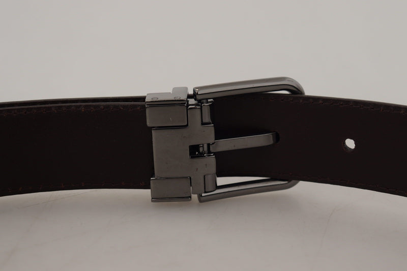 Bronze Leather Silver Tone Metal Buckle Men