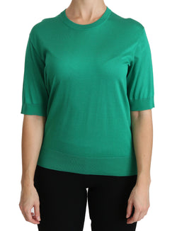 Green Crewneck Short Sleeve Top Blouse