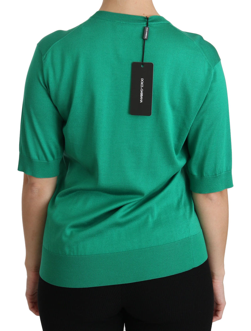 Green Crewneck Short Sleeve Top Blouse