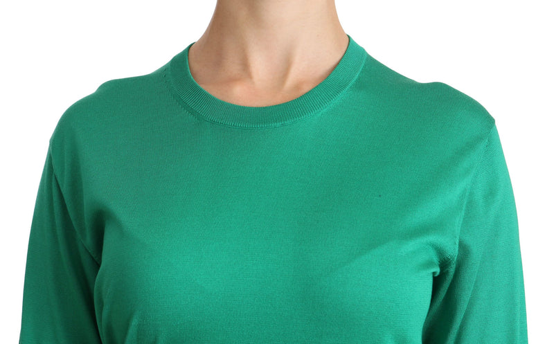 Green Crewneck Short Sleeve Top Blouse