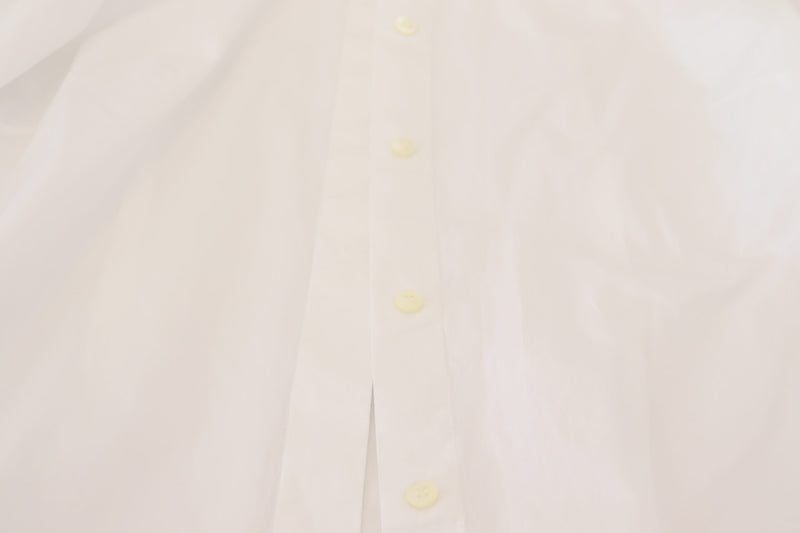 White Cotton Collared Long Sleeves Formal Top