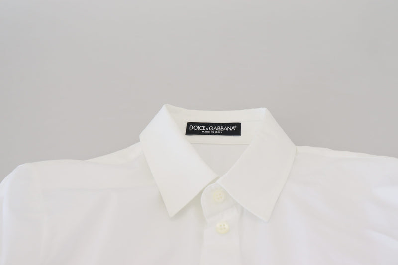 White Cotton Collared Long Sleeves Formal Top