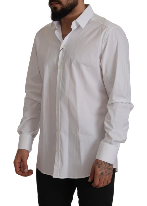 White Cotton Stretch Slim Fit GOLD Shirt