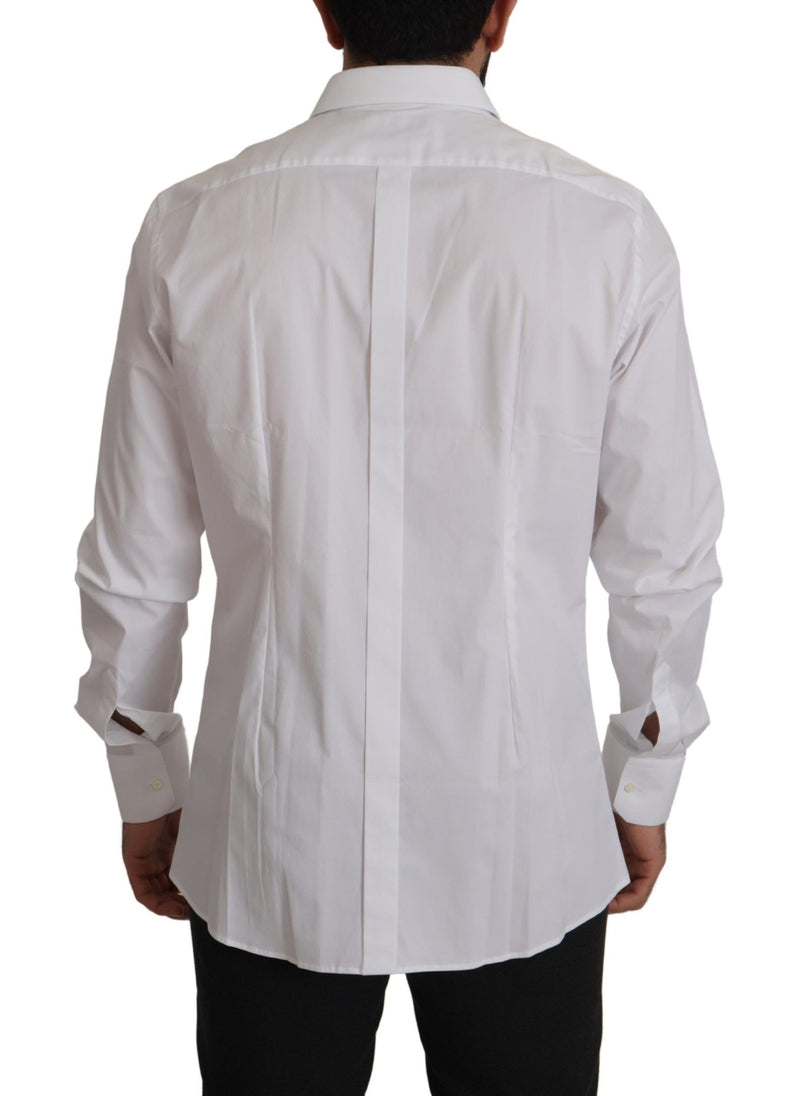 White Cotton Stretch Slim Fit GOLD Shirt