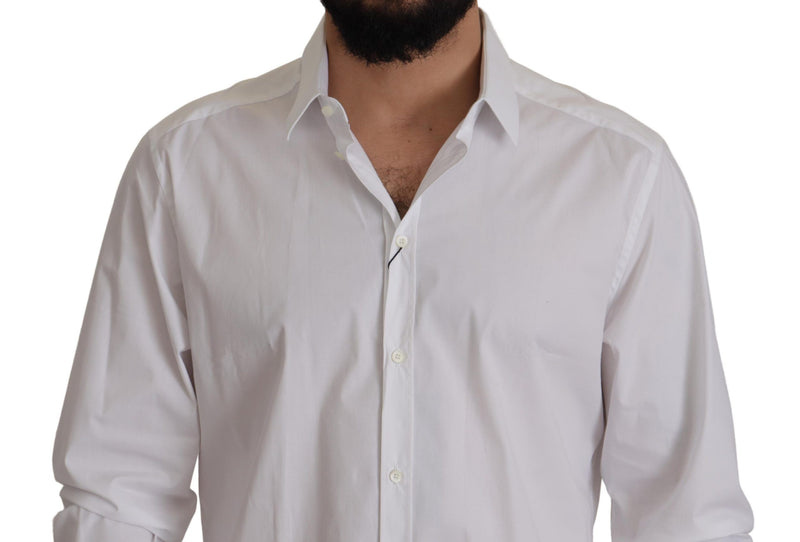 White Cotton Stretch Slim Fit GOLD Shirt