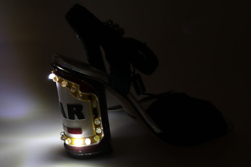 Black Crystals LED LIGHTS Sandals Shoes