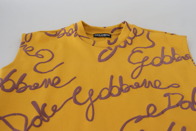 Yellow DG Logo Print Casual Blouse Cropped Top