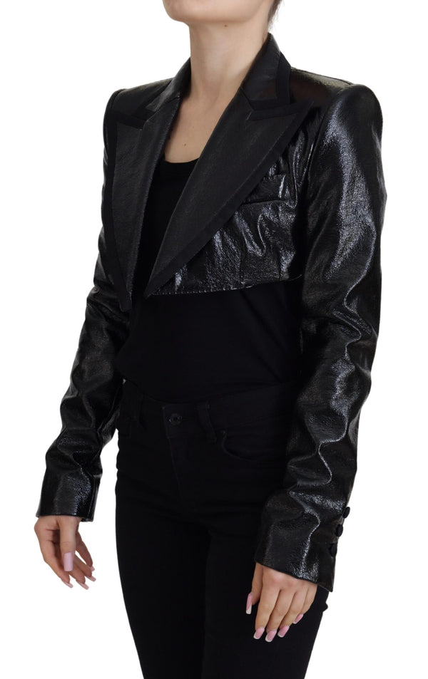 Black Long Sleeves Crop Blazer Cotton Jacket