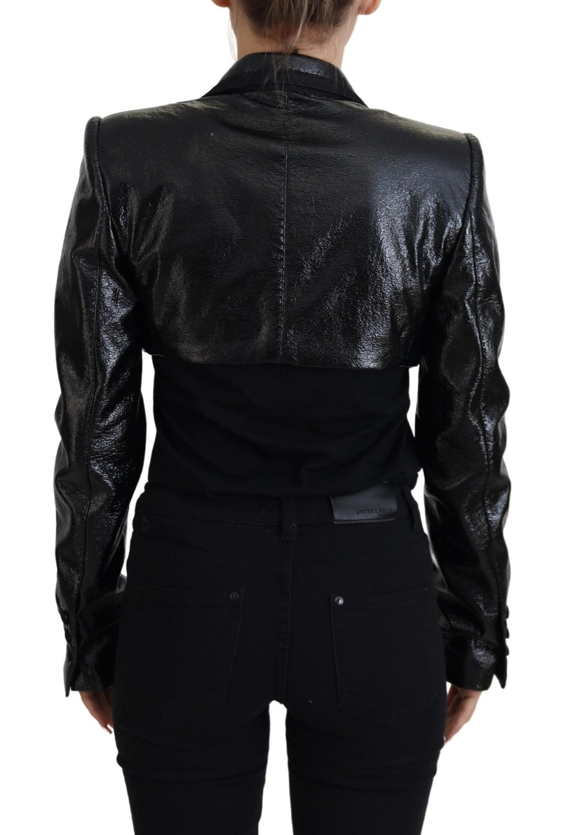 Black Long Sleeves Crop Blazer Cotton Jacket