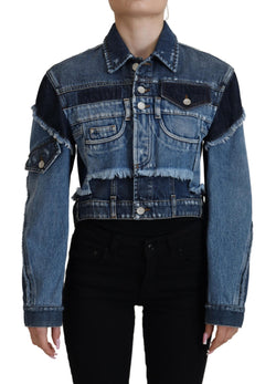 Blue Denim Cotton Short Blouson Jacket