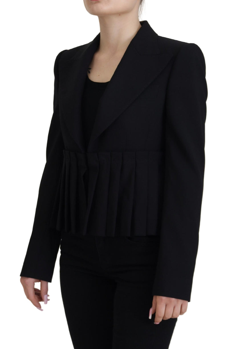 Black Single Breasted Fit Blazer Wool Jacket