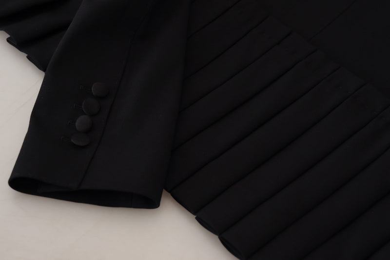 Black Single Breasted Fit Blazer Wool Jacket