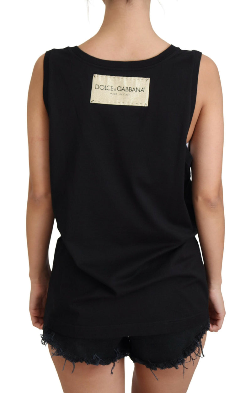 Black Sequined Amore e Bellezza Tank Top