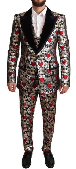 Red Gold Heart Crown Slim 3 Suit