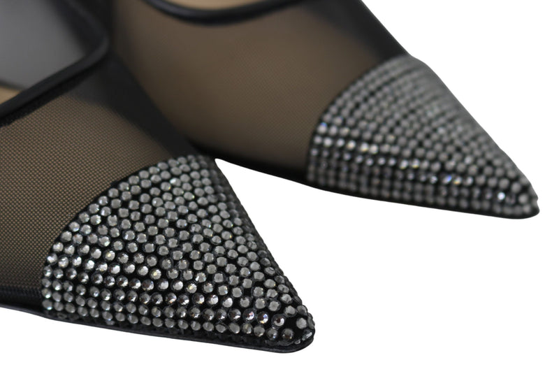 Black Mesh Amika 85 Diamond Pumps Shoes