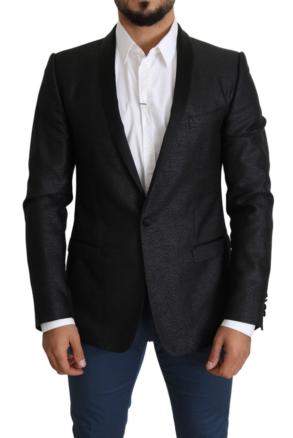 Black Jacquard Single Breasted GOLD Blazer