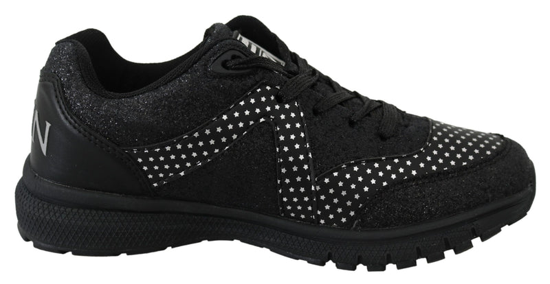 Black Polyester Runner Jasmines Sneakers Shoes