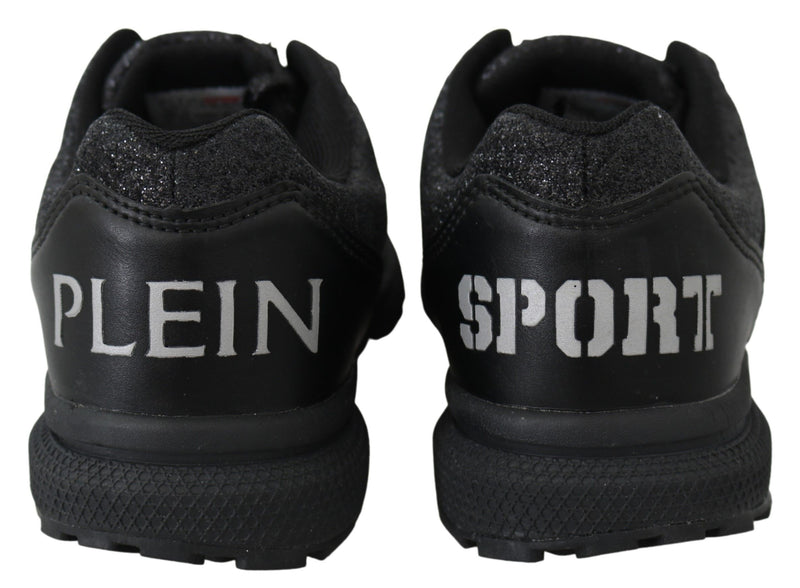 Black Polyester Runner Jasmines Sneakers Shoes