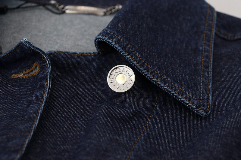 Blue Button Down Denim Collared Cotton Jacket