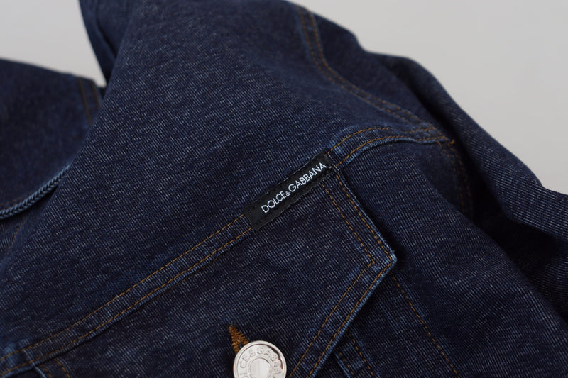 Blue Button Down Denim Collared Cotton Jacket