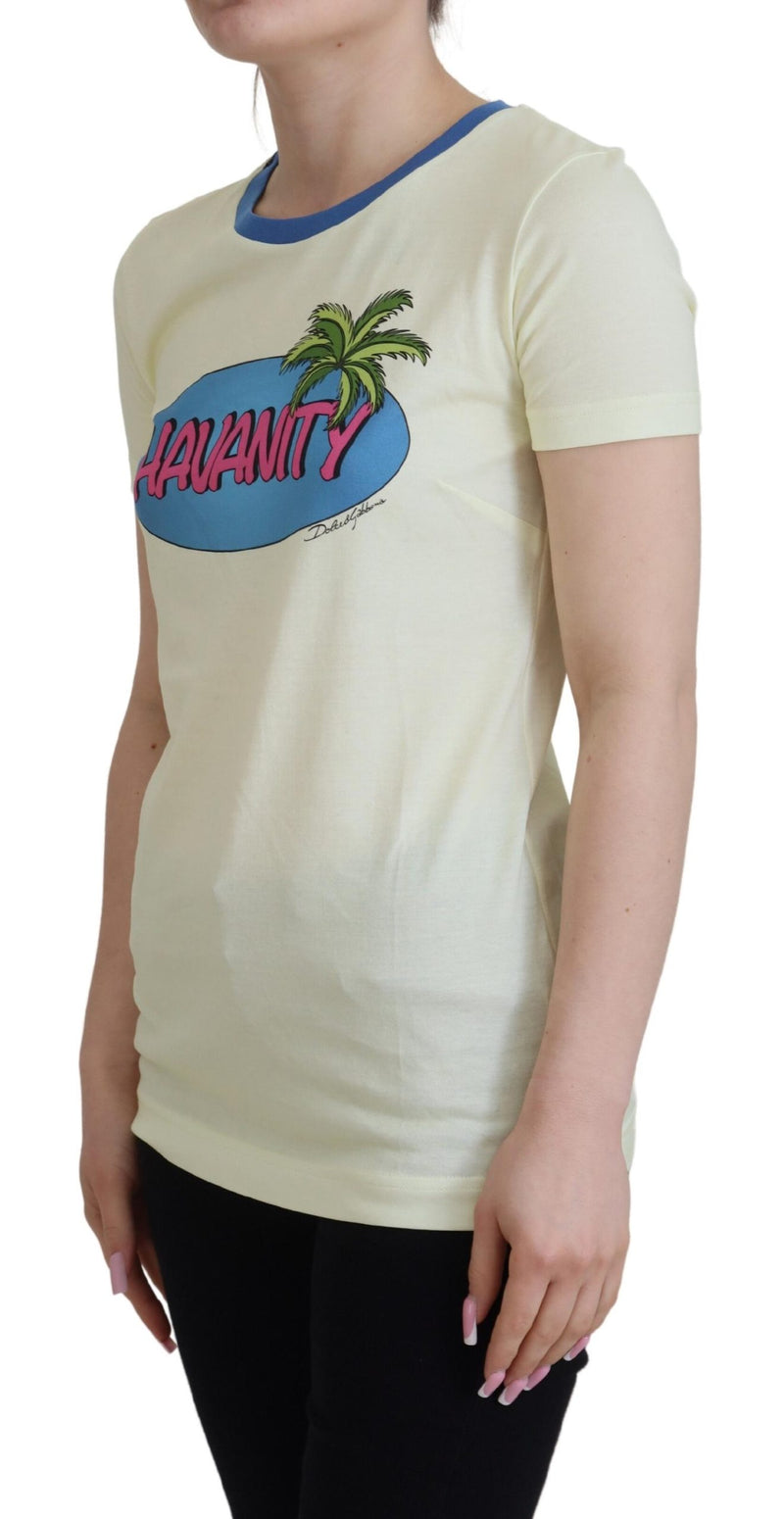 Yellow Havanity Round Neck Tee Cotton T-shirt