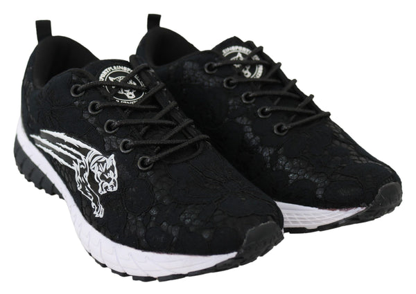 Black Polyester Runner Umi Sneakers Shoes