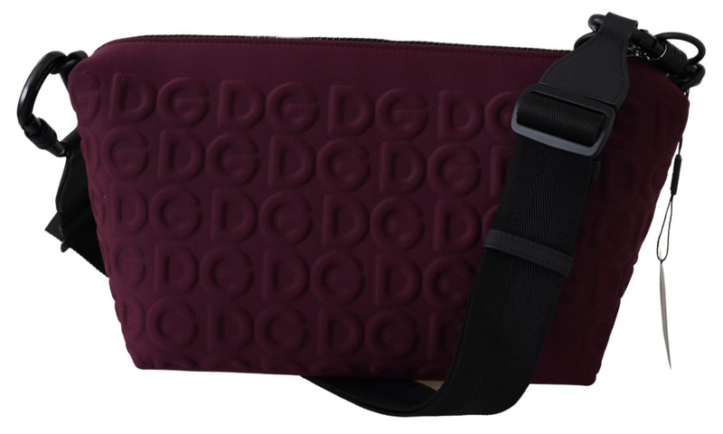 Maroon DG Logo Embossed Crossbody Neoprene Bag