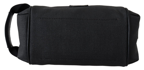 Black Canvas Logo Mini Hand Purse Pouch Borse Bag