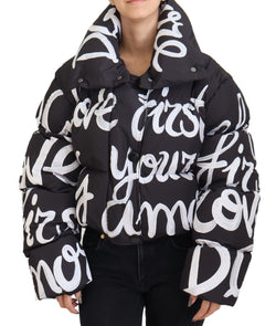 Black AMORE Printed Blouson Polyester Jacket