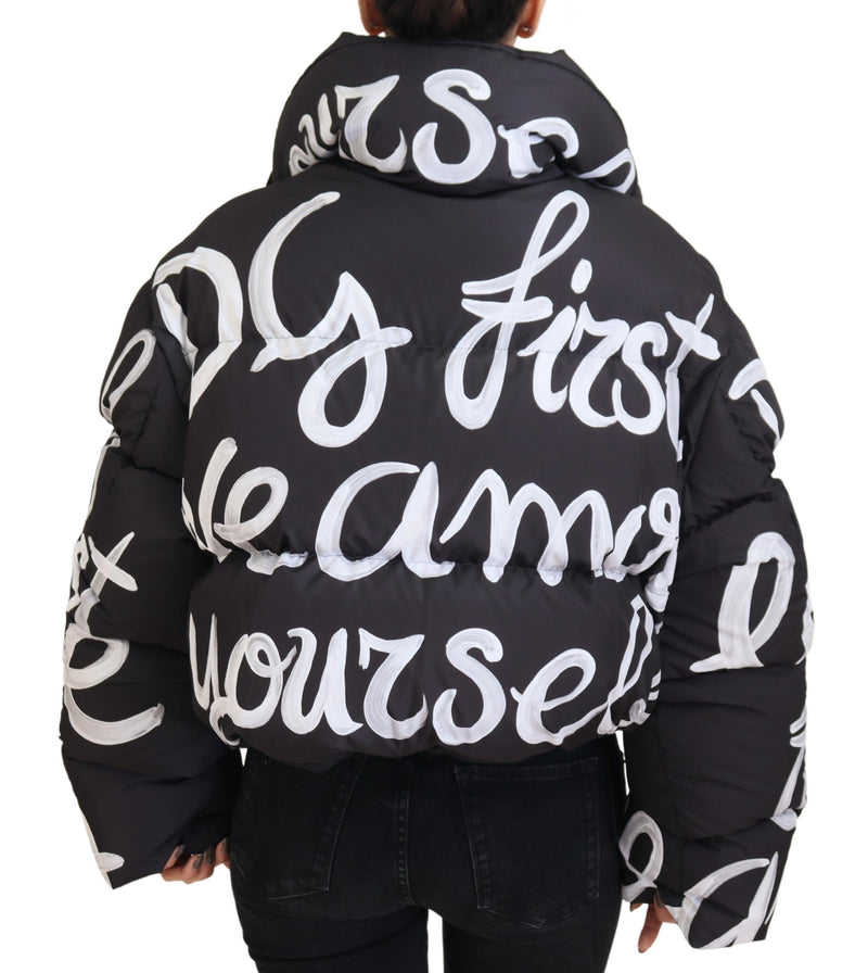 Black AMORE Printed Blouson Polyester Jacket