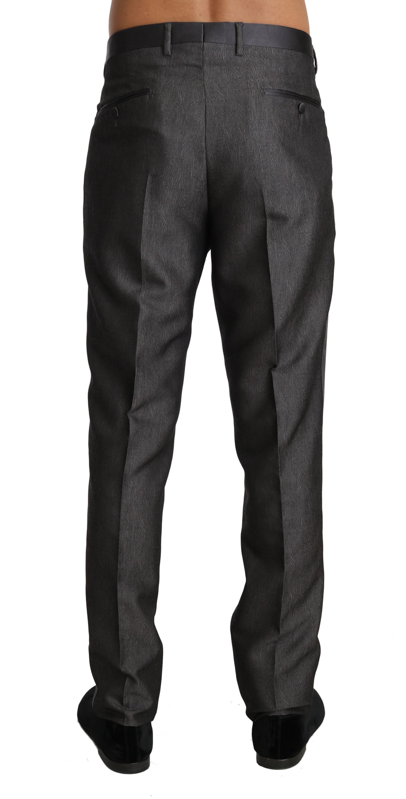 Gray Wool Silk Patterned Formal Trousers