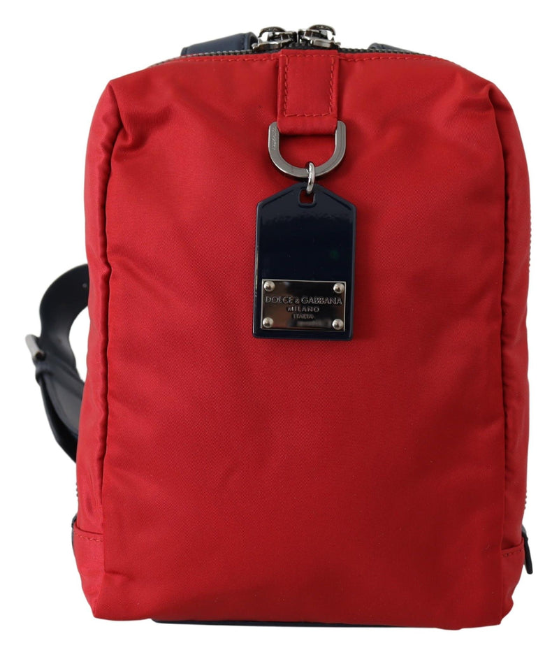 Red Soft Nylon Leather Strap Mini Backpack