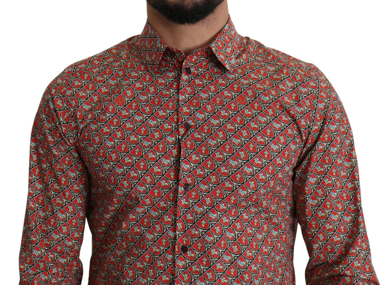 Red Printed Knight Formal Dress MARTINI Shirt