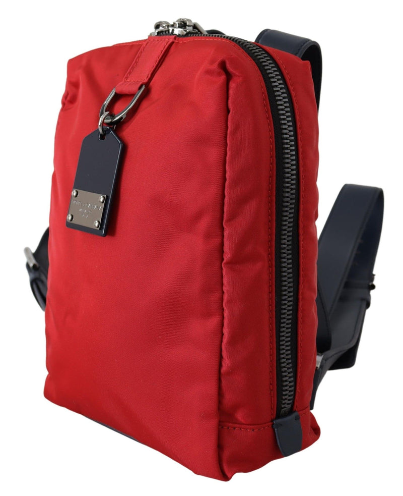 Red Soft Nylon Leather Strap Mini Backpack