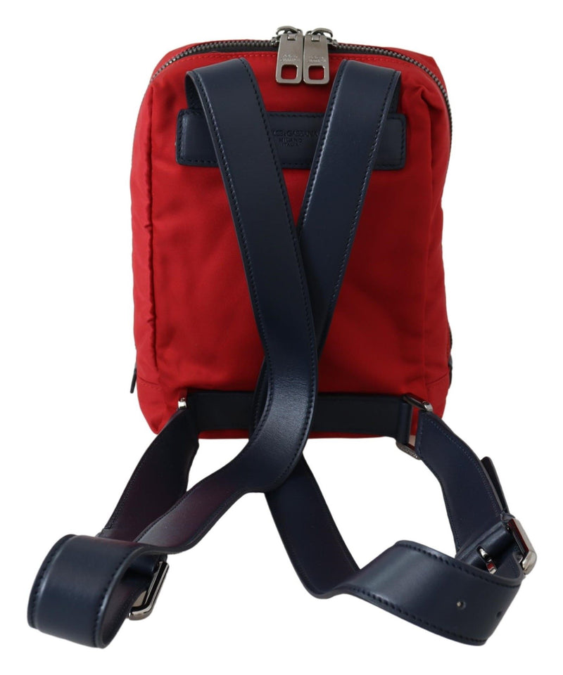 Red Soft Nylon Leather Strap Mini Backpack