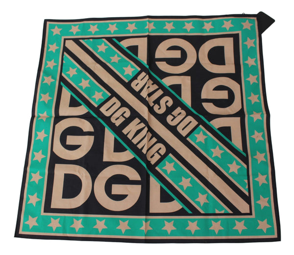 Scarf Black Green DG King Print Handkerchief