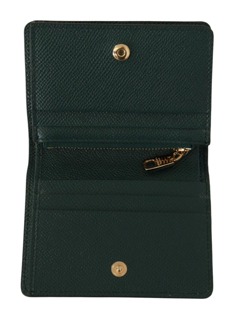 Green Leather Bifold Continental Clutch Crystal Wallet