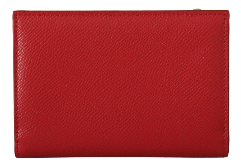 Red Leather Bifold Continental Clutch Crystal Wallet